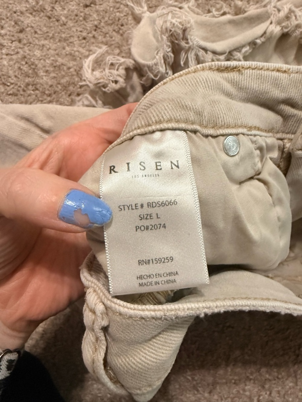 Risen Distressed Hem Tan Shorts High Rise - Picture 4 of 8